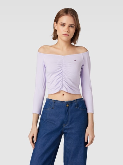 Tommy Jeans Kort shirt met lange mouwen en labelstitching Lavendel - 4