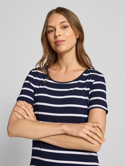 Apricot T-Shirt-Kleid aus Viskose mit Rundhalsausschnitt Marine 3