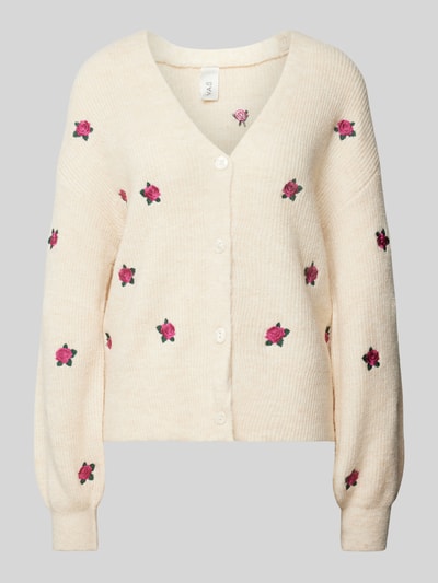 YAS Strickjacke mit Knopfleiste und Woll-Anteil Modell 'FLEUR' Offwhite 1