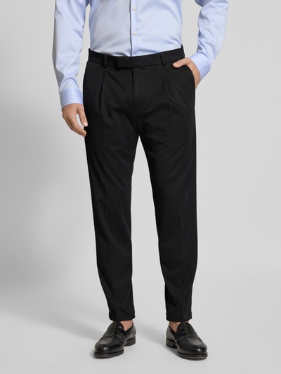 Cinque Stoffen broek met bandplooien, model 'Slato' Zwart - 4