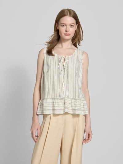 Tom Tailor Denim Regular Fit Blusentop aus Viskose-Leinen-Mix Offwhite 4