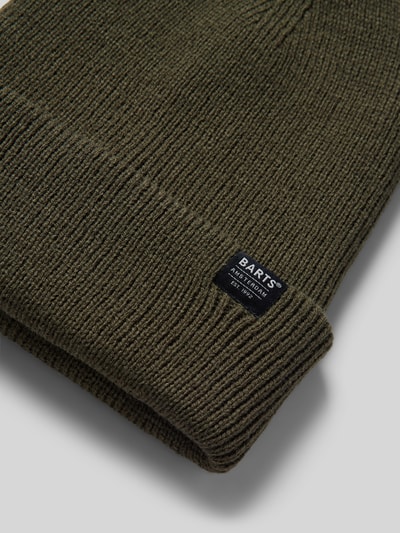 Barts Beanie met labeldetail, model 'KINABALU' Olijfgroen - 2