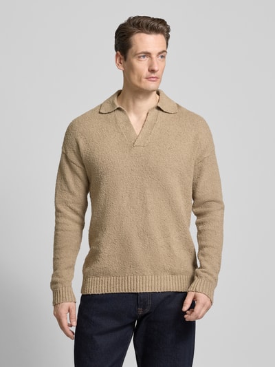 Drykorn Strickpullover mit gerippten Abschlüssen Modell 'RUSTINO' Mittelbraun 4