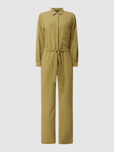 Another Label Jumpsuit met tailleriem  Olijfgroen - 2