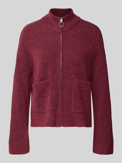 Selected kardigan rozpinany o kroju regular fit z mieszanki wełny model 'SIA' Bordowy 1