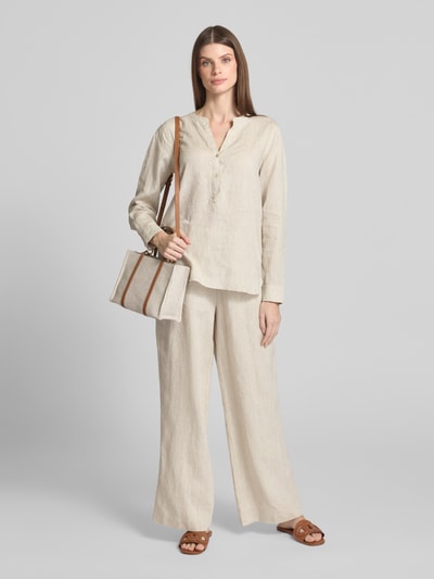 MOS MOSH Regular Fit Leinenbluse mit Tunikakragen Modell 'Danna' Sand 1