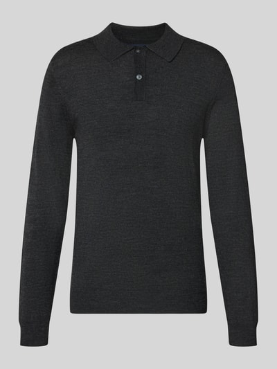 Christian Berg Men Regular Fit Poloshirt aus Woll-Mix Anthrazit Melange 1