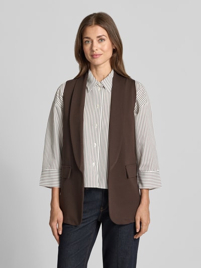 ZABAIONE Bodywarmer van viscosemix met sjaalkraag model 'Am44br' Donkerbruin - 4