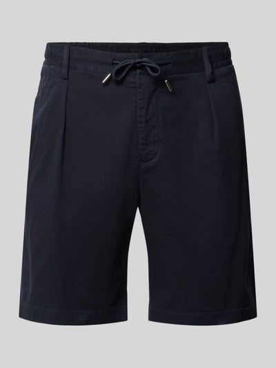 Produktfoto, Straight Fit Shorts mit Bundfalten von Profuomo in Dunkelblau aus Elastischer-Material-Mix, Eingrifftaschen, Tunnelzug am Bund