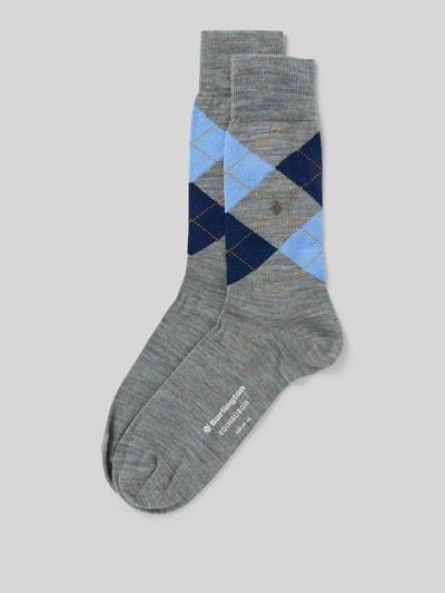 Burlington Socken aus Schurwoll-Mix Modell 'EDINBURGH' Mittelgrau Melange 1
