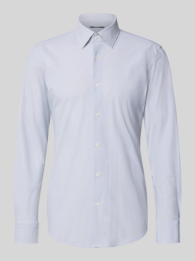 Produktfoto, Slim Fit Businesshemd mit Kentkragen Modell 'P-HANK-K_261' von BOSS, Allover-Muster, langarm, Webware, helles Design