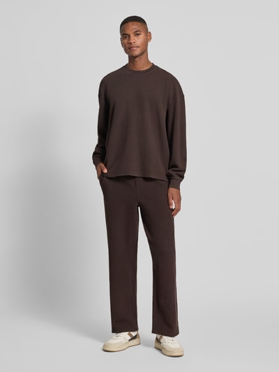 American Vintage Oversized Sweatshirt mit gerippten Abschlüssen Modell 'TOFFY' Dunkelbraun 1