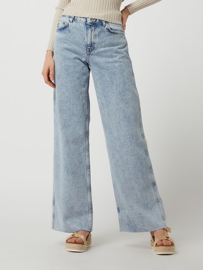 Mango Regular Fit Wide Leg Jeans aus Baumwolle Modell 'Agnes'  Hellblau Melange 4