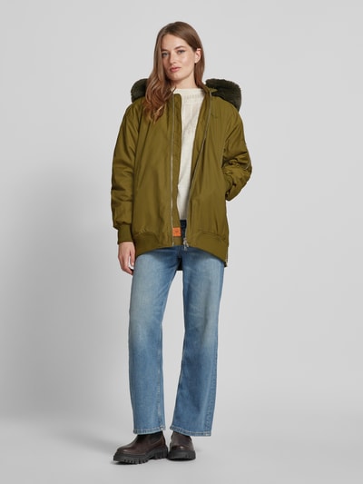 Original Bombers Jacke mit Kunstfellbesatz Khaki 1