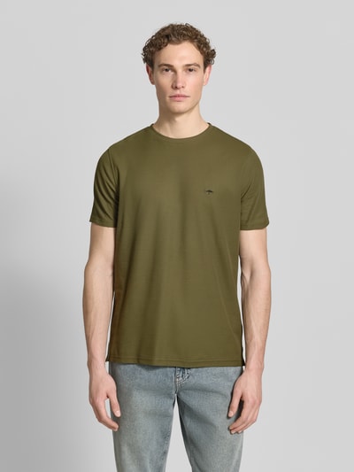 Fynch-Hatton Regular Fit T-Shirt mit Logo-Stitching Oliv 4