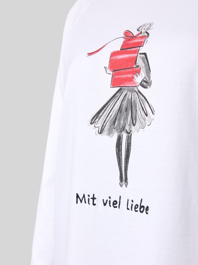 LOUIS & LOUISA Relaxed fit nachthemd met motiefprint 'Mit viel Liebe' Wit - 2