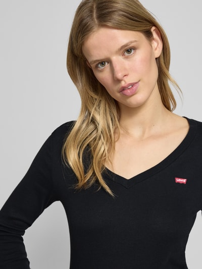 Levi's® Longsleeve mit Label-Stitching und V-Ausschnitt Black 3