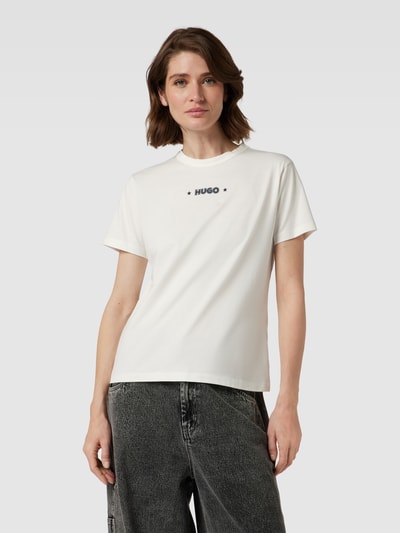 HUGO T-Shirt mit Label-Print Modell 'Damacia' Offwhite 4