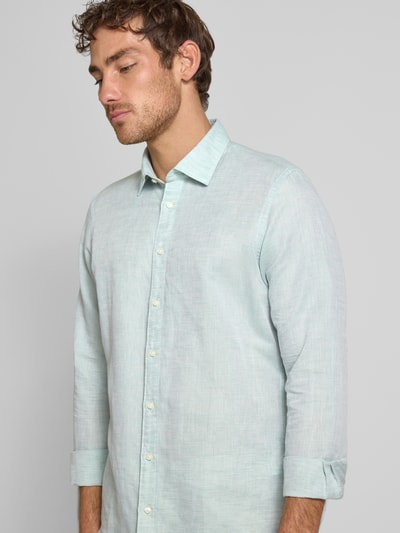 Jake*s Slim Fit Freizeithemd aus Leinen-Baumwoll-Mix Mint 3