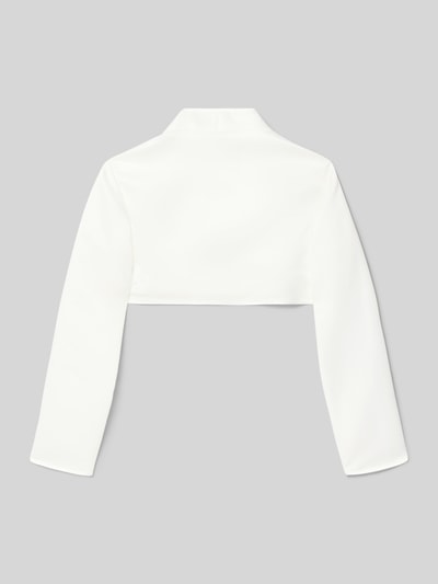 Productfoto, witte Bolero met opstaande kraag van Weise, regular fit, lengte achterkant maat 134: 26 cm, schouderbreedte 31 cm, mouwlengte 46 cm