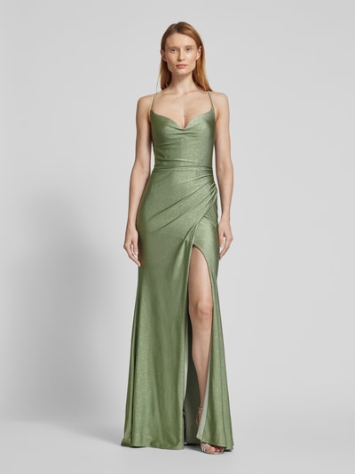 Luxuar Abendkleid mit seitlicher Raffung Hellgruen 4