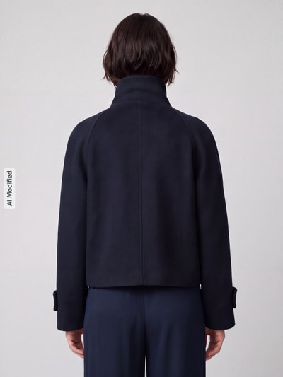 Jake*s Casual Overhemdjack met hoge opstaande kraag Donkerblauw - 5