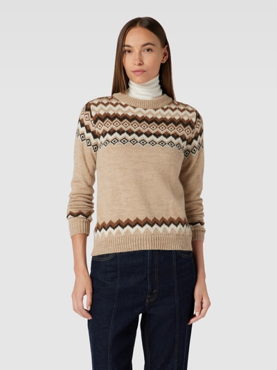 Weekend Max Mara Gebreide pullover met all-over motief, model 'EDICOLA' Beige - 4