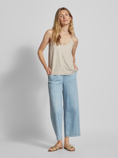 Jake*s Casual Loose Fit Jeansculotte mit elastischem Bund Hellblau Melange 1