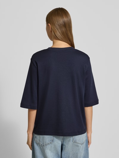 Stefanel Boxy Fit T-Shirt aus Viskose-Baumwoll-Mix mit 1/2-Arm Marine 5