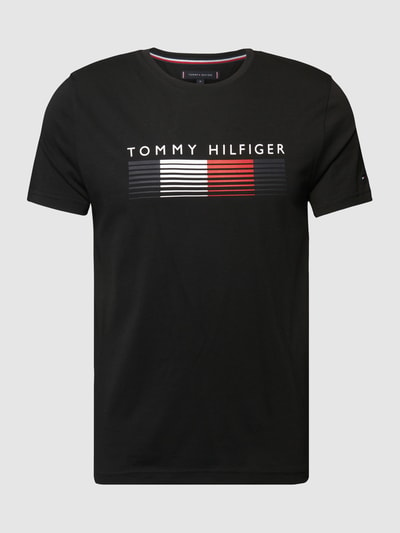 Tommy Hilfiger T-shirt van biologisch katoen met labelprint   Zwart - 2