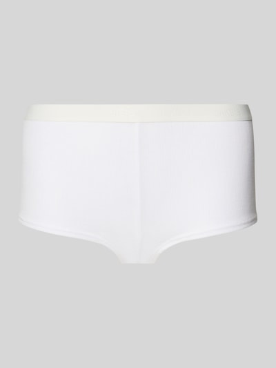 Produktfoto, Pants mit elastischem Logo-Bund von Jake*s Casual aus weißem Micromodal-Mix mit Stretch-Anteil, Feinripp und Körpernaher-Schnitt, nachhaltig