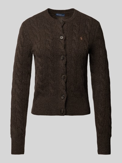 Polo Ralph Lauren Regular fit cardigan met kabelpatroon, model 'CASH' Donkerbruin - 1