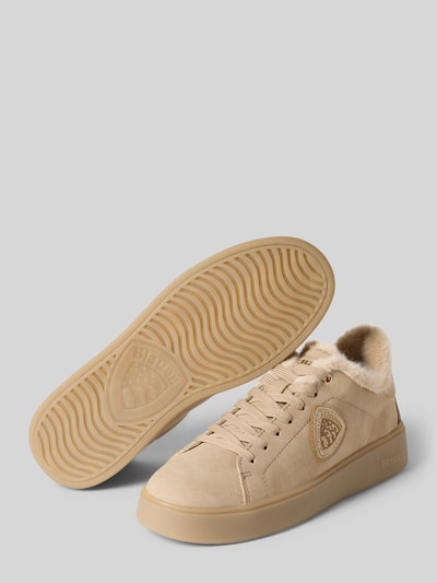 Produktfoto, Sneaker mit Logo-Detail von Blauer USA in beige met imitatiebont, afgeronde pasvorm, vetersluiting, hakhoogte maat 40: 4 cm, schachthoogte maat 40: 8 cm, schachtbreedte maat 40: 10 cm