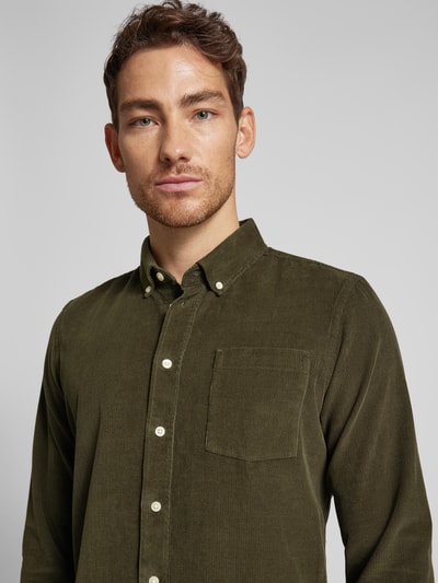 Casual Friday Regular Fit Cordhemd mit Button-Down-Kragen Modell 'ANTON' Khaki 3