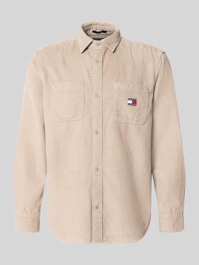 Tommy Jeans Regular Fit Cordhemd mit Logo-Patch Beige 2
