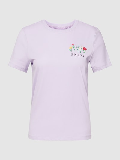 Only T-Shirt mit floralem Motiv-Stitching Modell 'EMMA' Flieder 2