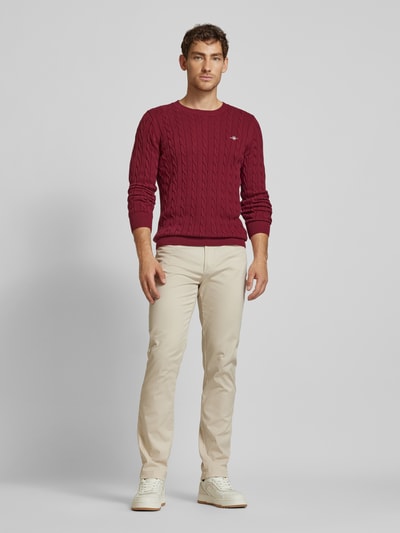 Gant Strickpullover mit Rundhalsausschnitt Bordeaux 1