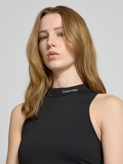 Calvin Klein Jeans Knielanges Kleid mit Stehkragen und Label-Stitching Black 3