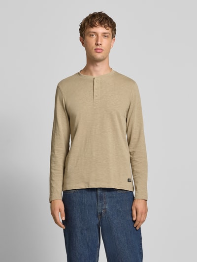 Blend Bluzka z długim rękawem i krótką listwą guzikową model ‘BRAT’ Beżowy 4