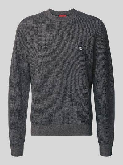 HUGO Regular fit gebreide pullover met scheerwol model 'SETAL' Middengrijs - 2