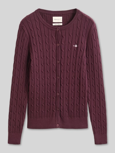 GANT Regular Fit Strickjacke aus Baumwoll-Mix Bordeaux 2