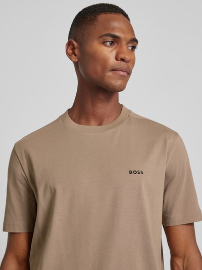 BOSS Green T-shirt z nadrukiem z logo Khaki 3