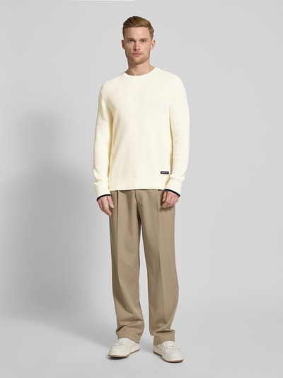 Gant Strickpullover mit Label-Patch Offwhite 1