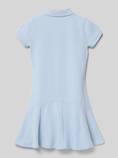 Produktfoto, Leicht ausgestelltes Polokleid aus Baumwoll-Mix von Polo Ralph Lauren Teens, Optik: Unifarben in Hellblau, Piqué-Textur, kurzarm, ohne Verschluss.