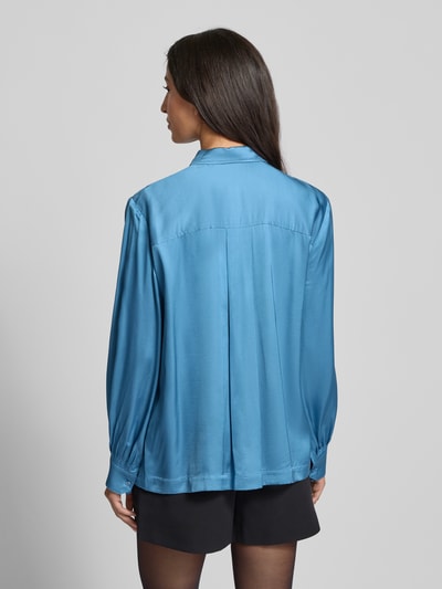 Emily Van den Bergh Regular fit blouse van viscose met knoopsluiting Oceaanblauw - 5