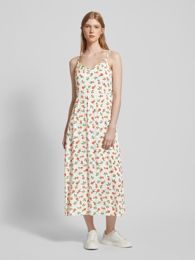 Pieces Sukienka midi z falbanami model ‘NYA’ Złamany biały 4