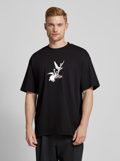 HUGO T-Shirt mit Motiv-Print Modell 'Asil' Black 4