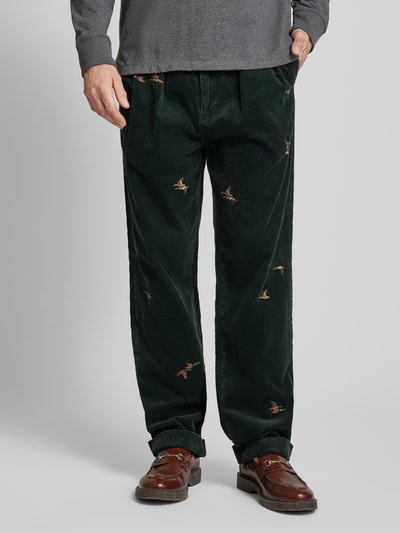 Polo Ralph Lauren Relaxed fit corduroy broek met motiefstitching, model 'WHITMAN' Olijfgroen - 4