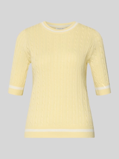Produktfoto, Strickpullover mit gerippten Abschlüssen von Christian Berg Woman in Hellgelb, Baumwoll-Mix, Rundhalsausschnitt, Regular Fit