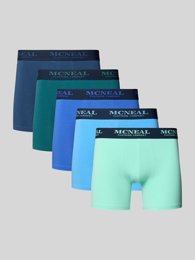 Produktfoto, Slim Fit Briefs mit Logo-Detail im 5er-Pack von MCNEAL in verschiedenen Blautönen und Mintgrün aus elastischem Baumwoll-Mix
